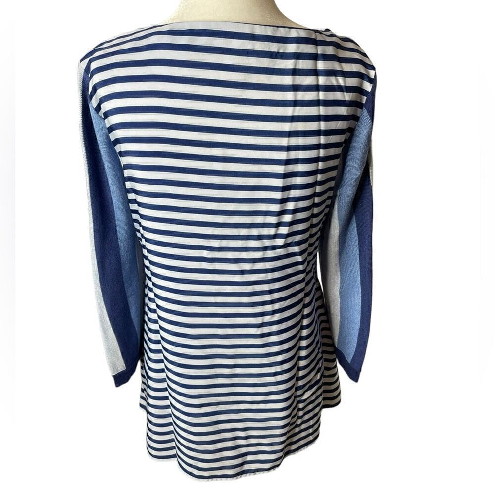 Chicos Striped Cotton blouse Blue & White size 00 extra small pullover - Picture 2 of 10
